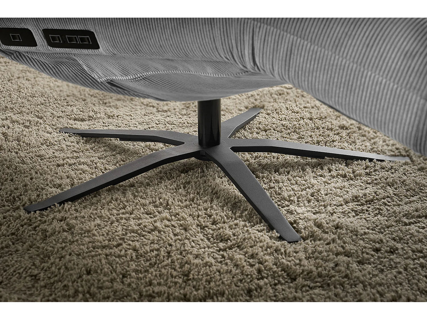 Chaise longue - Gris Velours côtelé - LETICIA