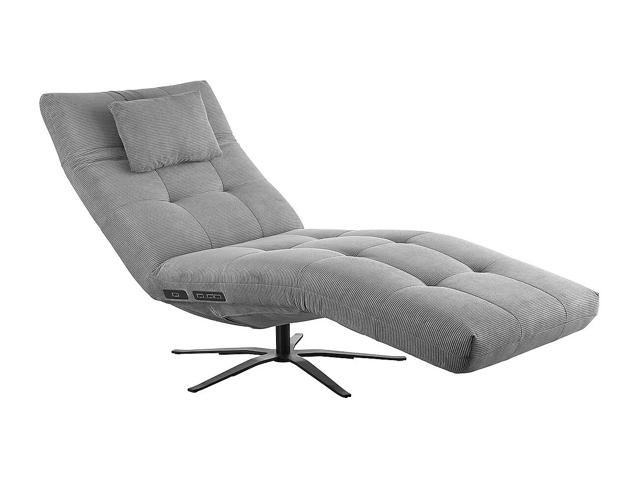 Chaise longue - Gris Velours côtelé - LETICIA