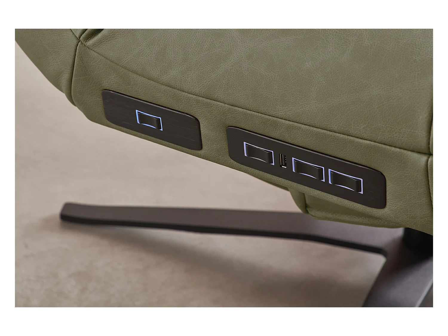 Chaise longue - Vert cuir - LETICIA