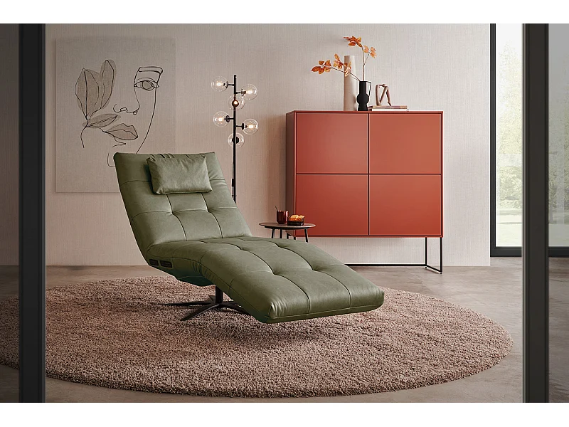 Relaxliege - Grün Leder - LETICIA