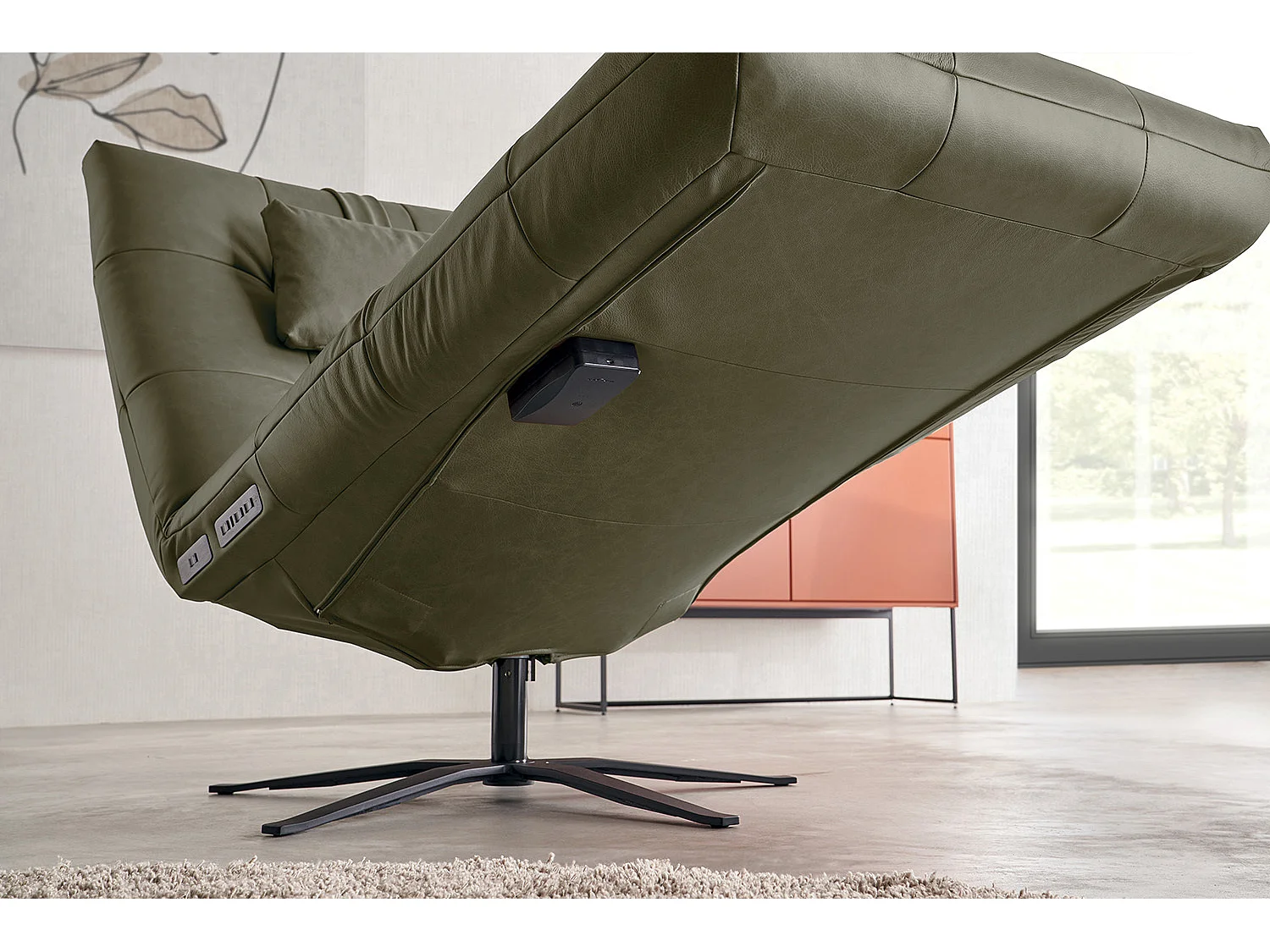 Chaise longue - Vert cuir - LETICIA