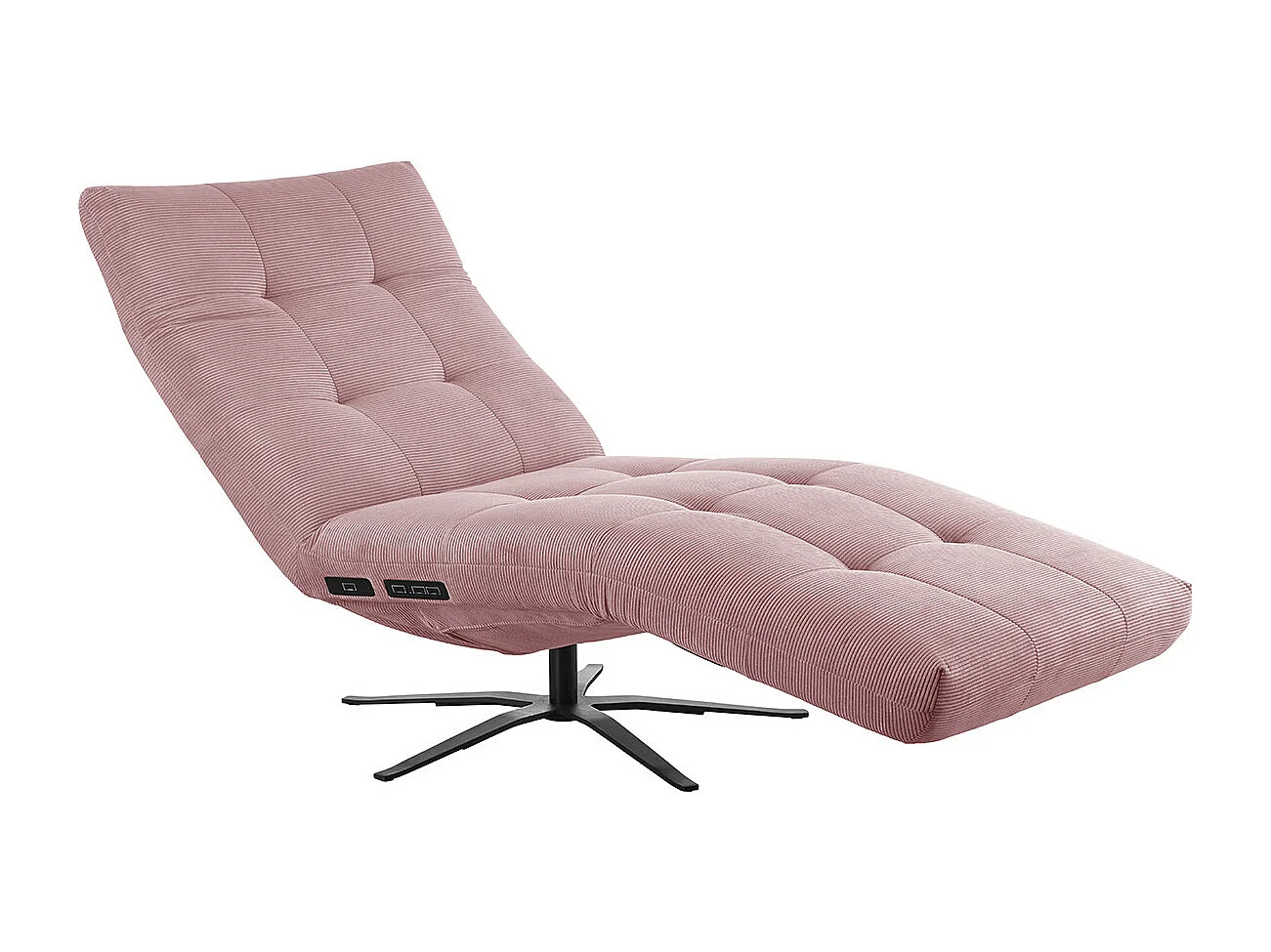 Chaise longue - Rose Velours côtelé - LETICIA