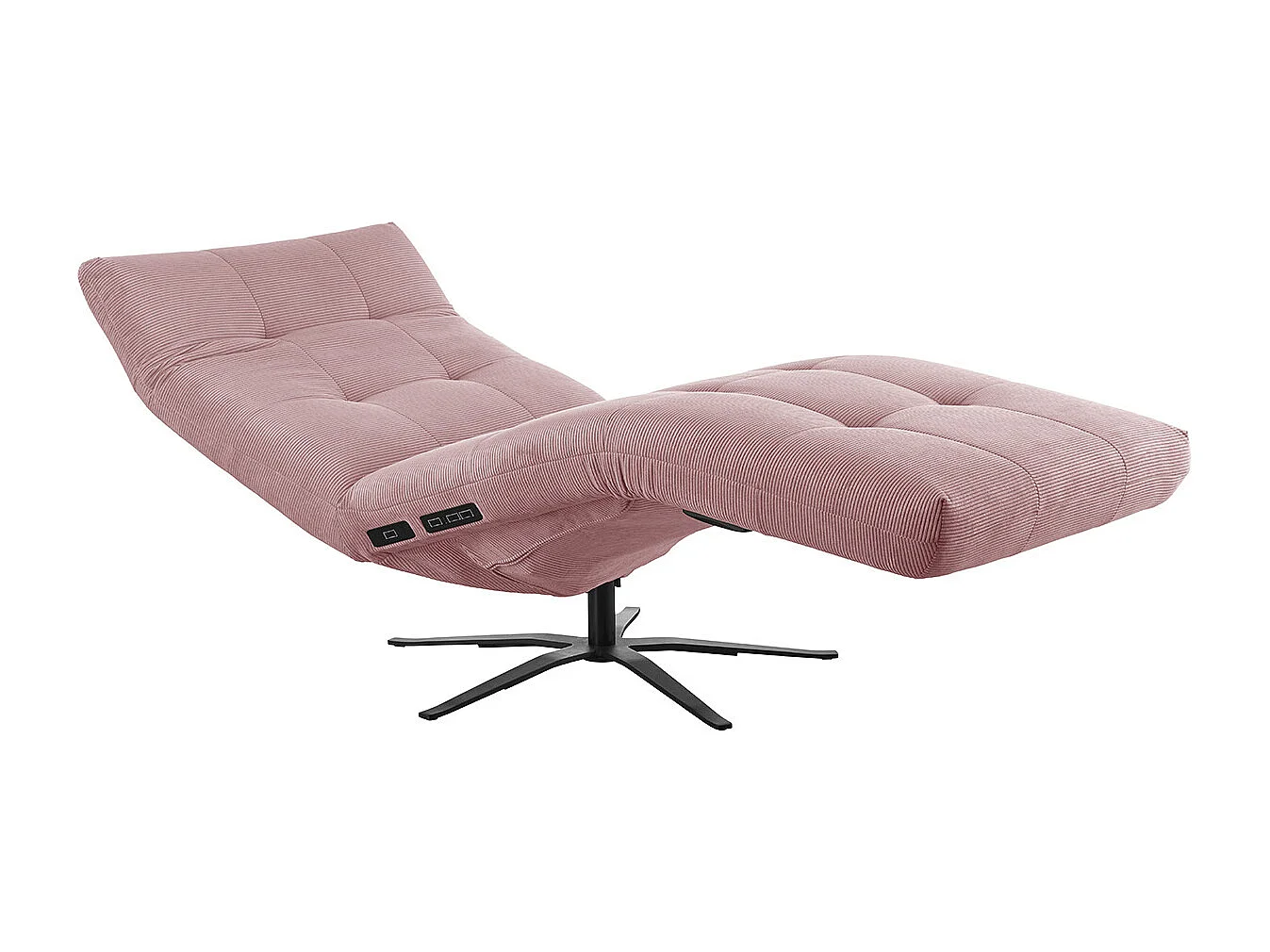 Chaise longue - Rose Velours côtelé - LETICIA