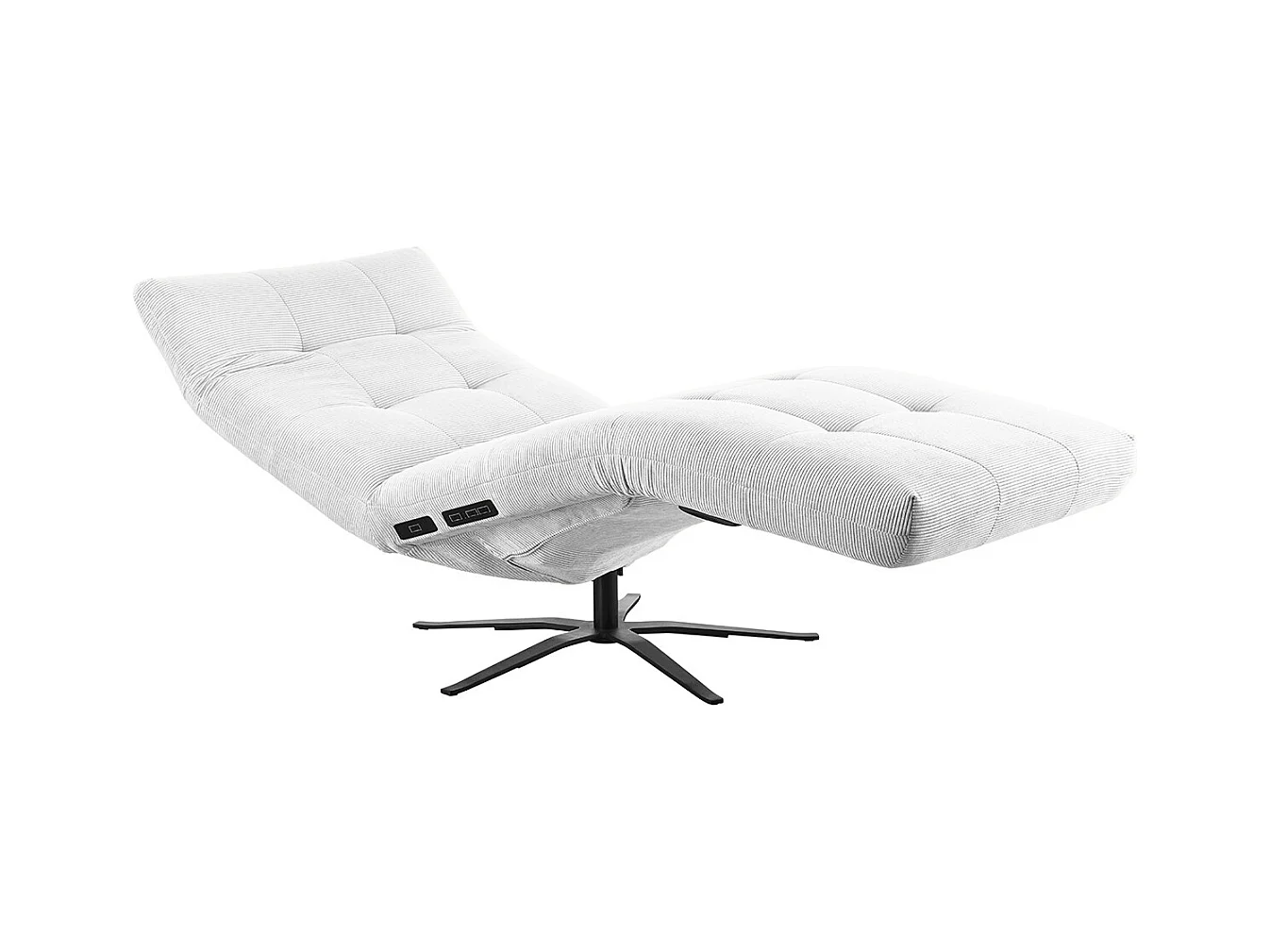 Chaise longue - blanc Velours côtelé - LETICIA