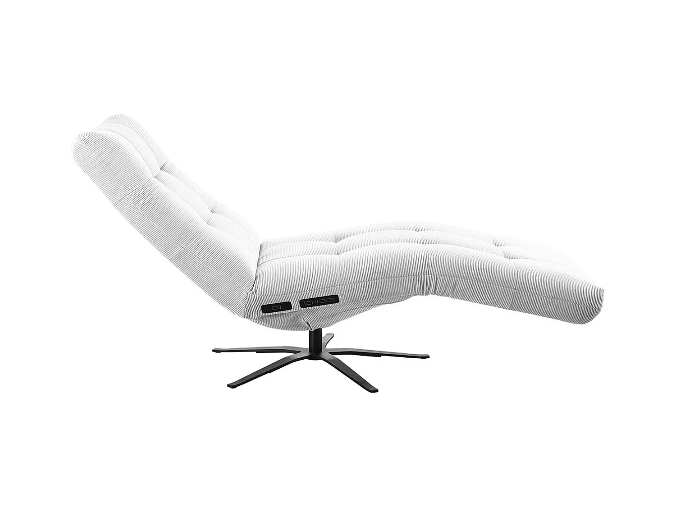 Chaise longue - blanc Velours côtelé - LETICIA