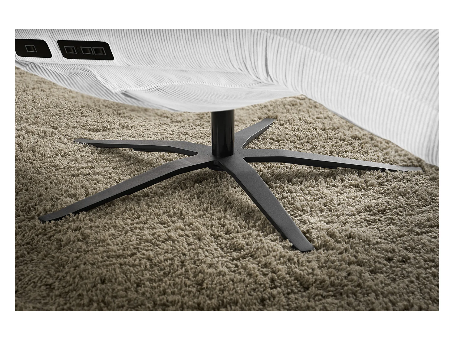 Chaise longue - blanc Velours côtelé - LETICIA