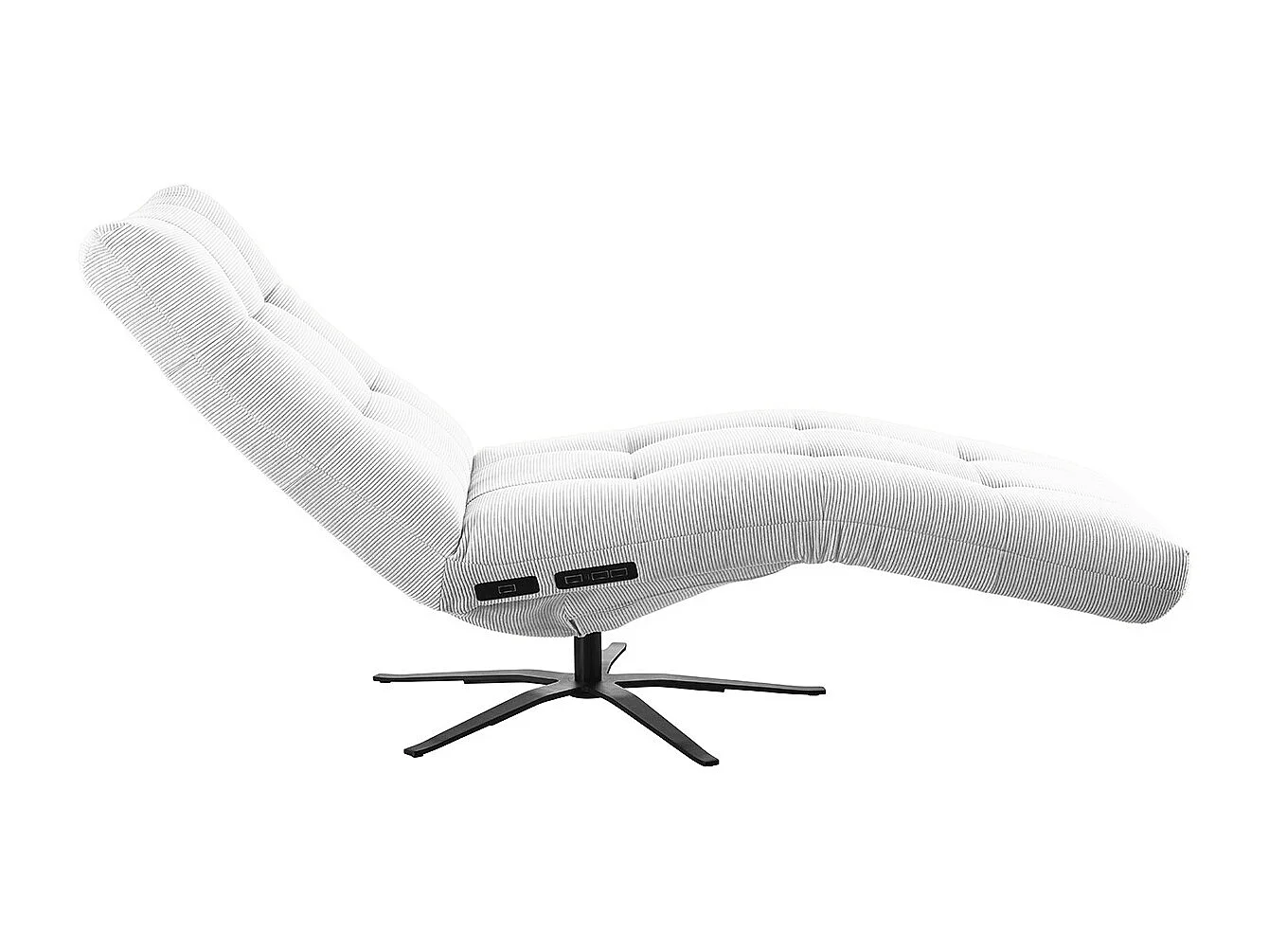 Chaise longue - blanc Velours côtelé - LETICIA