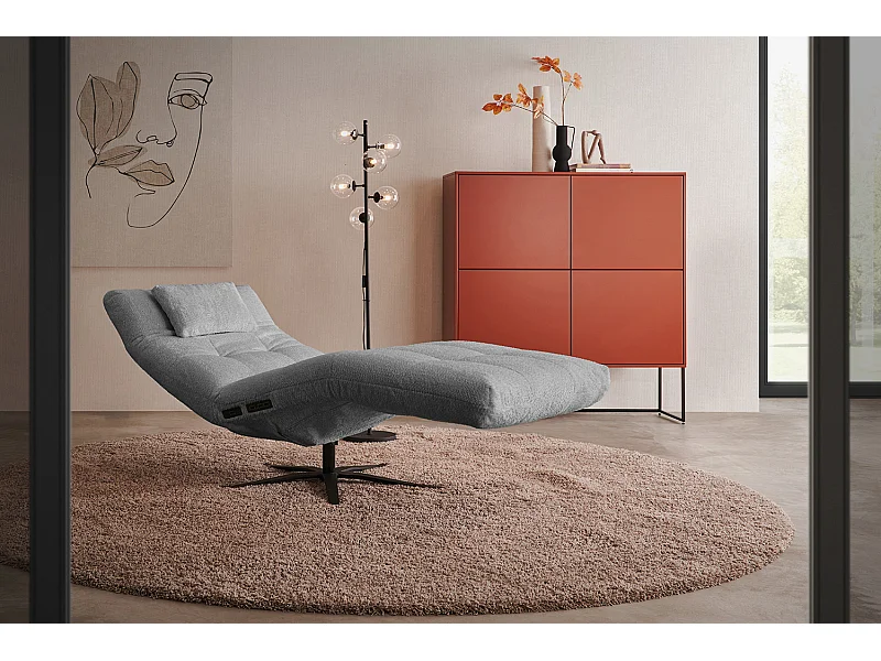 Relaxligstoel - Grijs Plat geweven stof - LETICIA