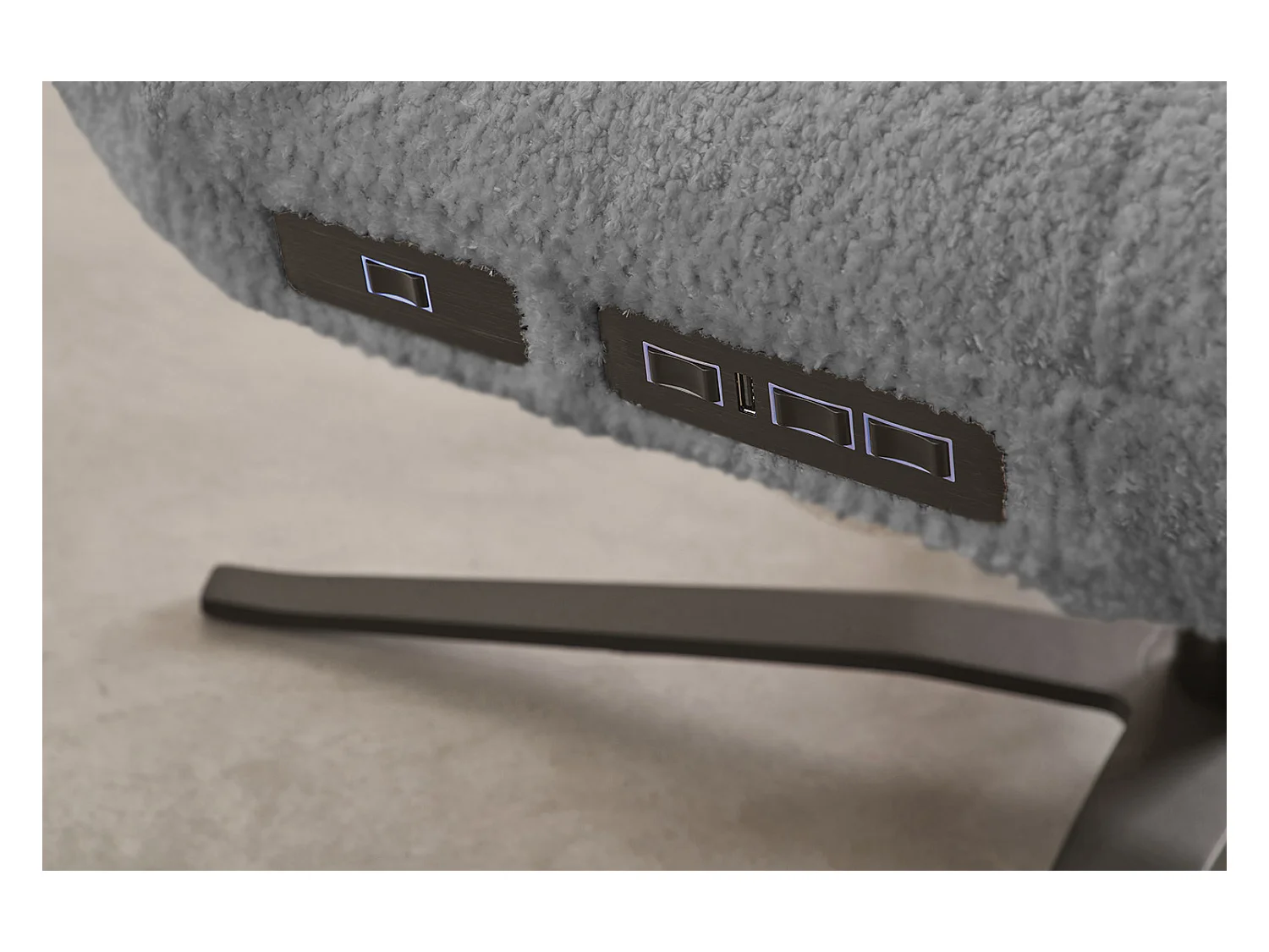 Chaise longue - Gris tissage plat - LETICIA