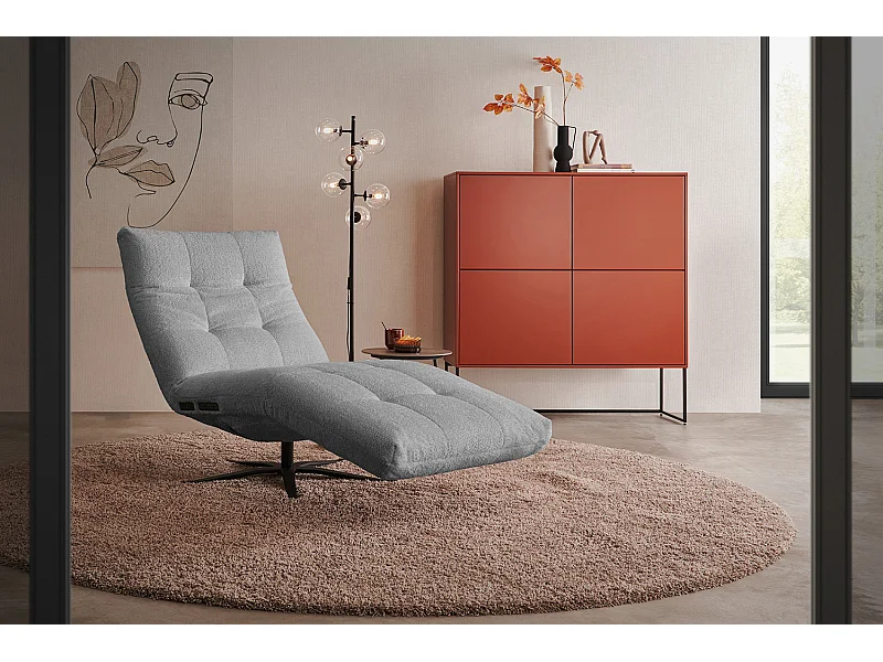 Chaise longue - Gris tissage plat - LETICIA