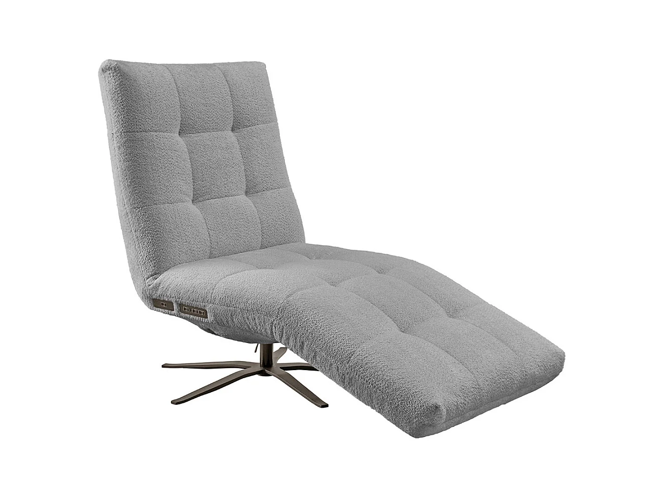 Chaise longue - Gris tissage plat - LETICIA