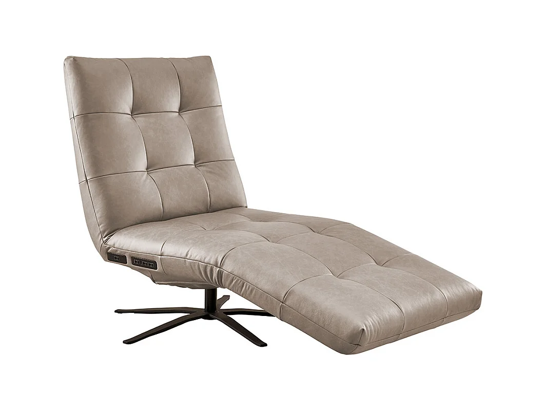 Chaise longue - Gris cuir - LETICIA