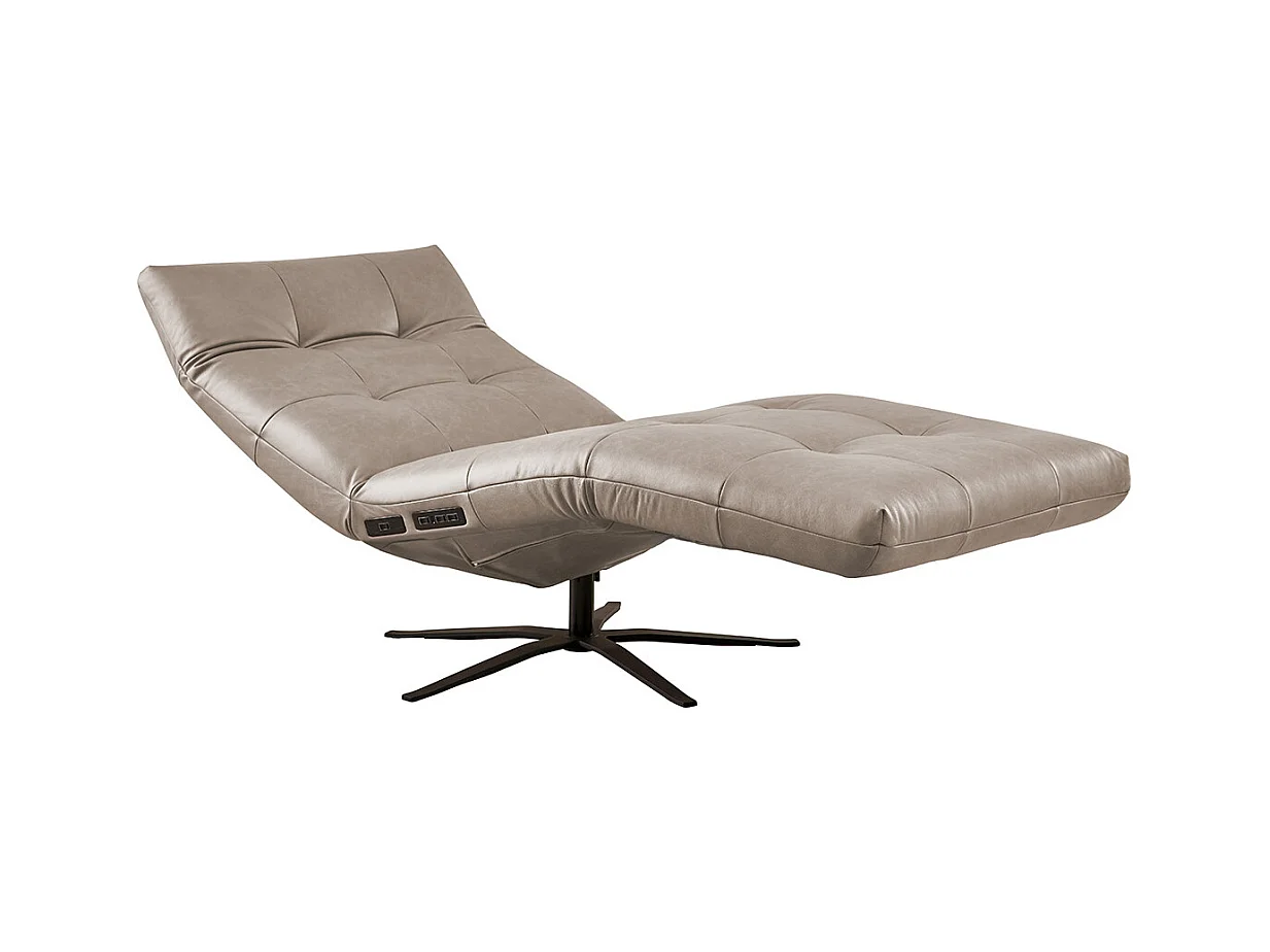 Chaise longue - Gris cuir - LETICIA