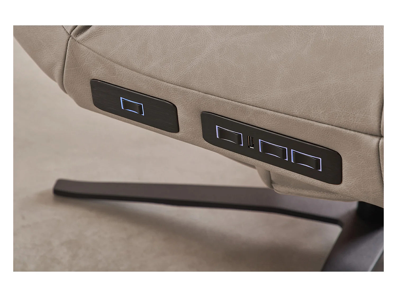 Chaise longue - Gris cuir - LETICIA