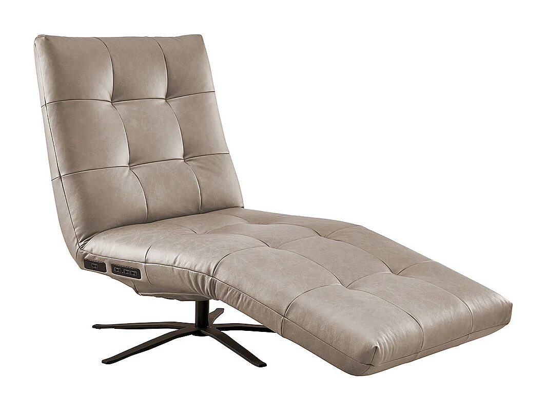 Relaxliege - Grau Leder - LETICIA