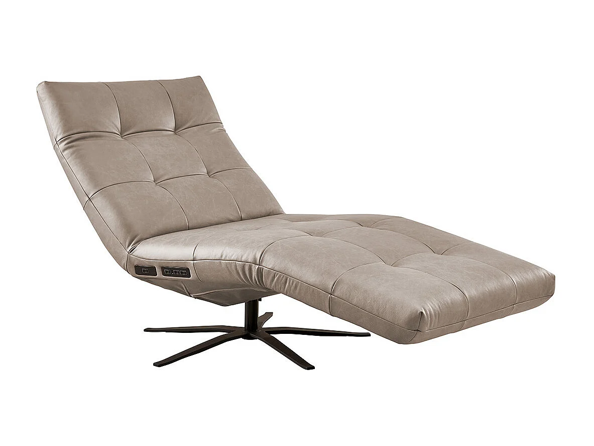 Chaise longue - Gris cuir - LETICIA
