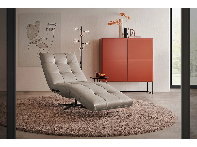 Chaise longue - Grigio pelle - LETICIA