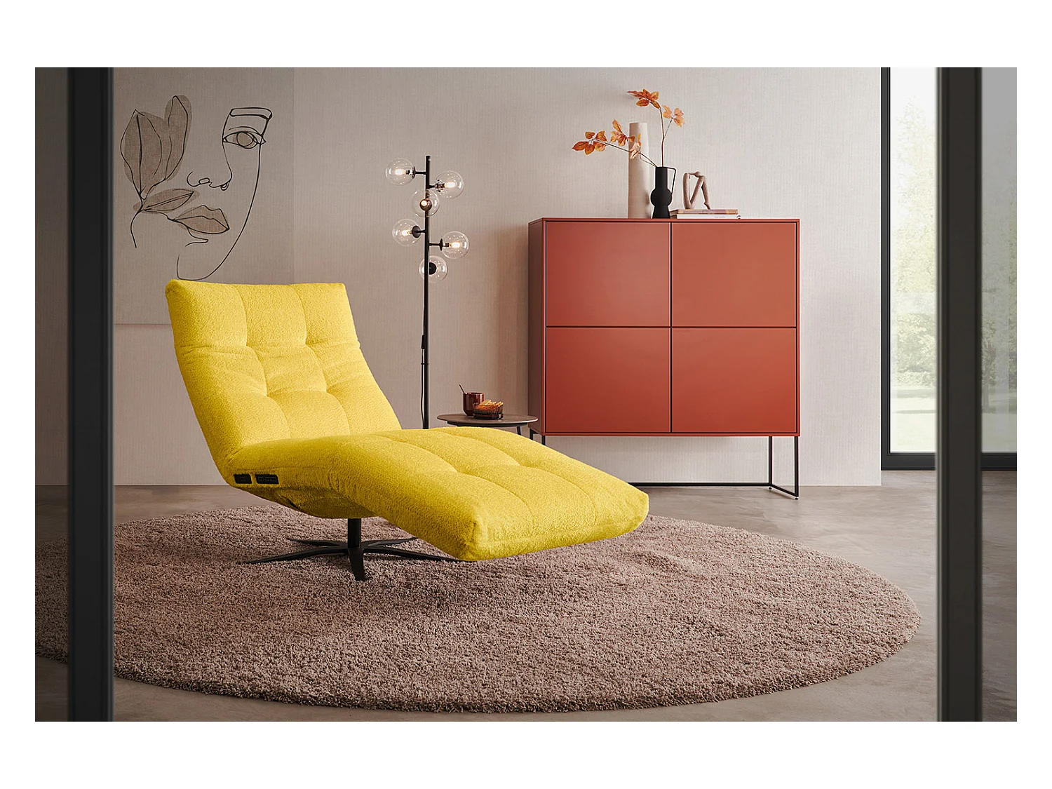 Relaxliege - Gelb Flachgewebe - LETICIA