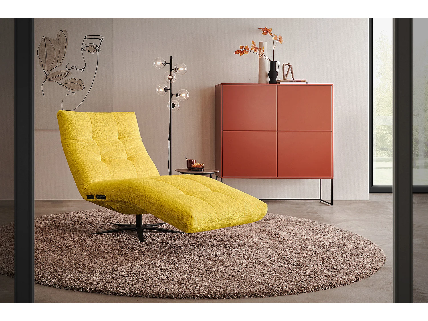 Chaise longue - amarillo tejido plano - LETICIA