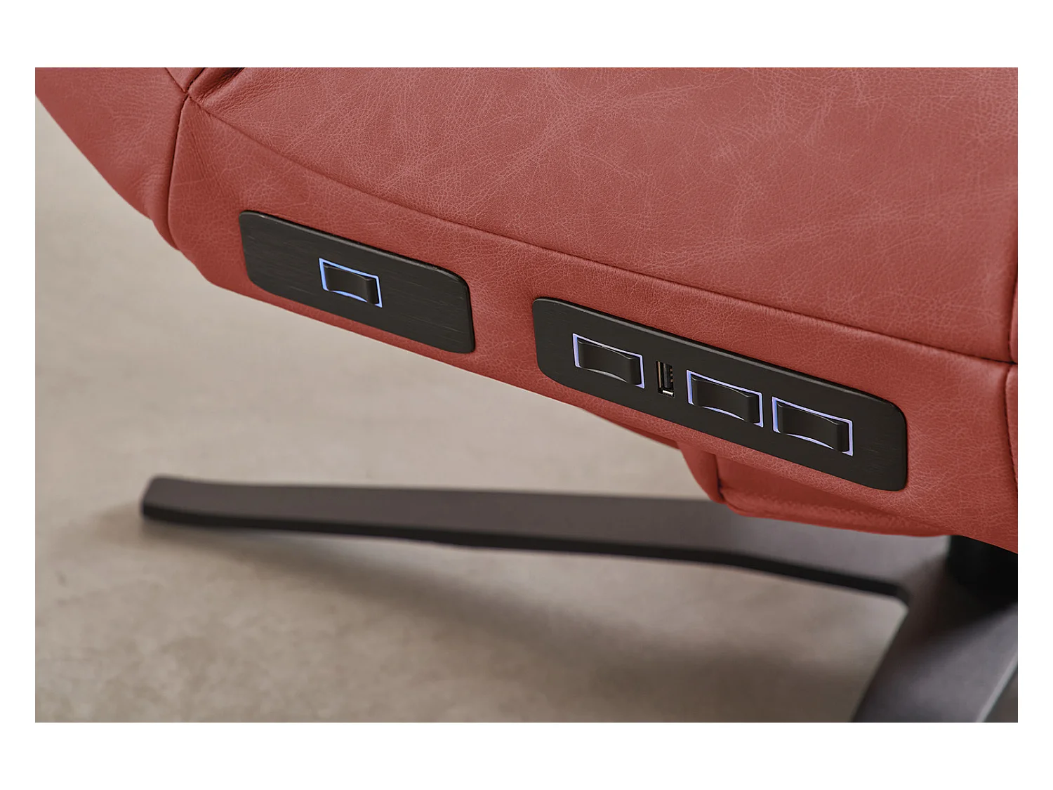 Relaxliege - Rot Leder - LETICIA