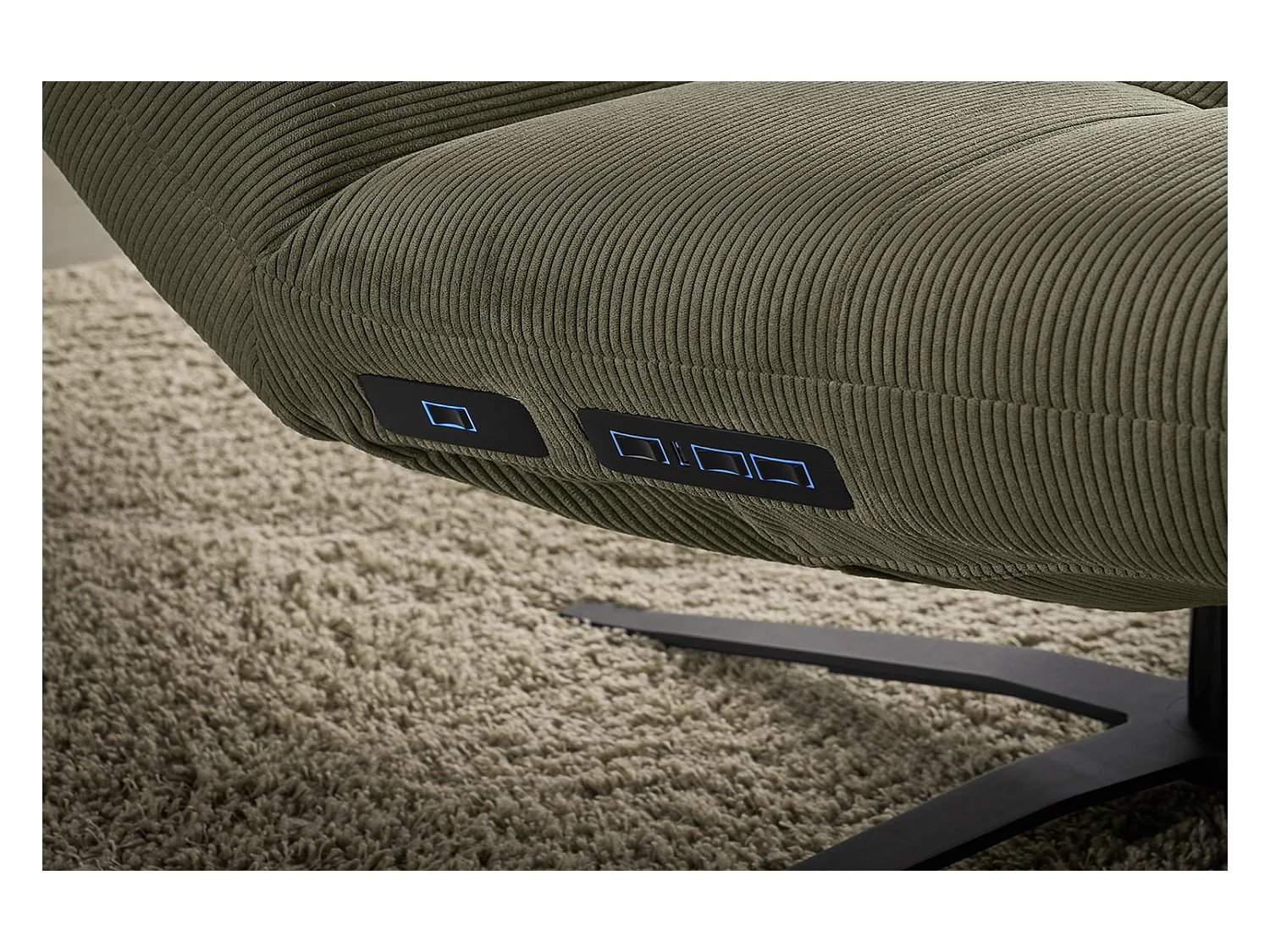 Chaise longue - Vert Velours côtelé - LETICIA