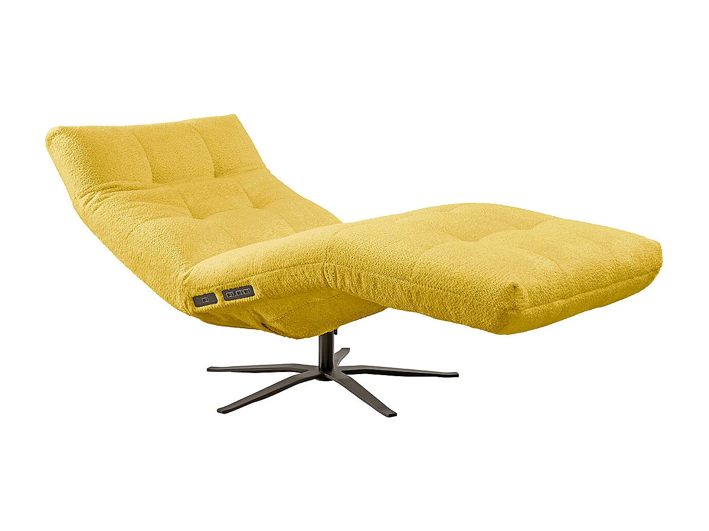 Relaxligstoel - Geel Plat geweven stof - LETICIA