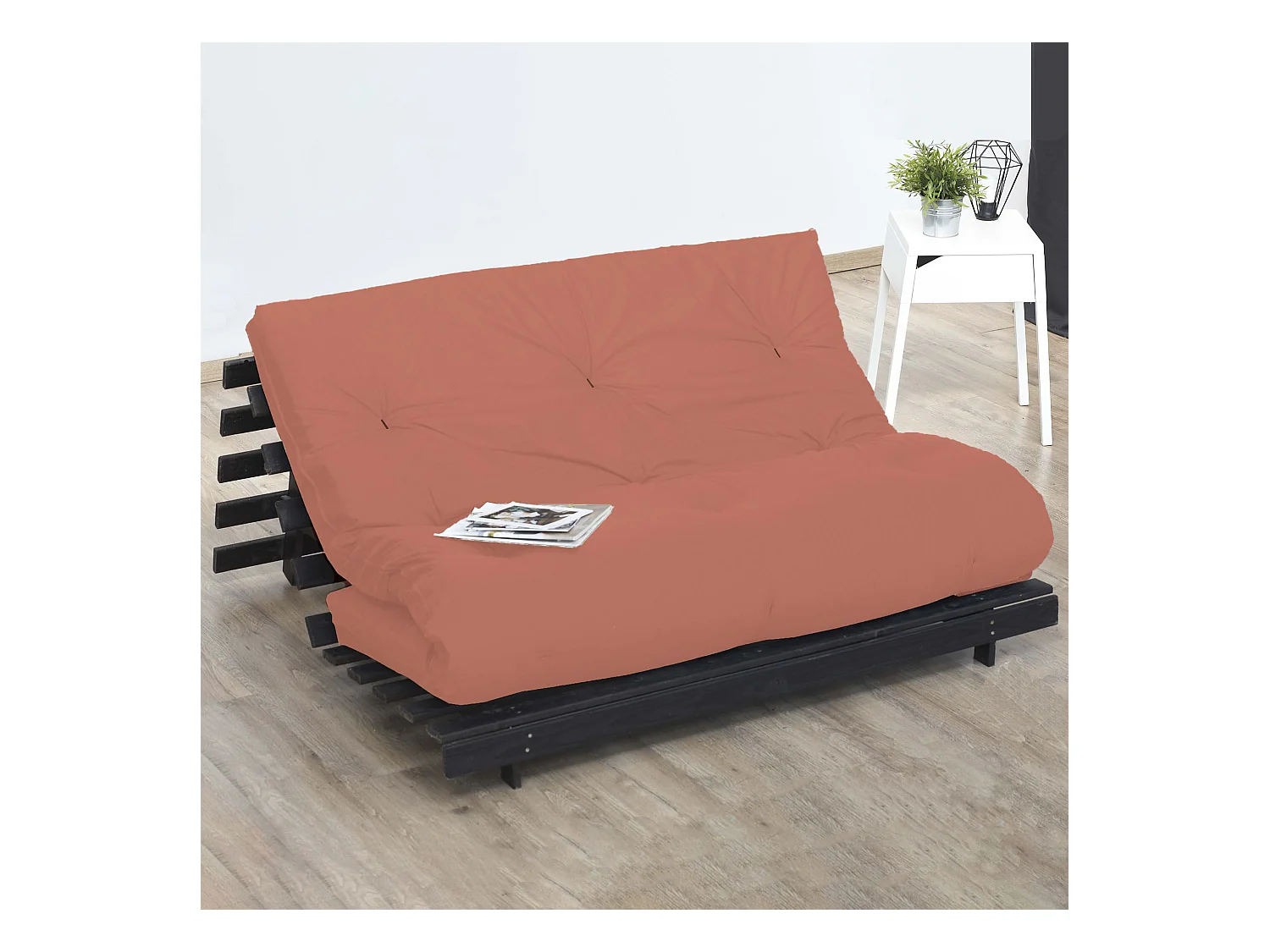 Matelas futon terracotta en coton 140x190