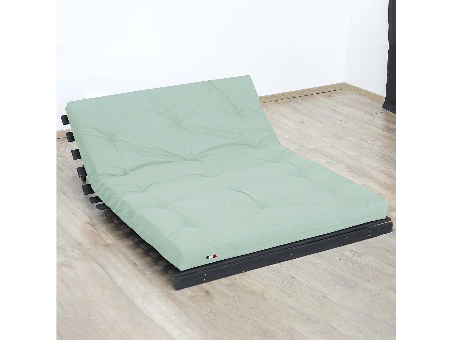 Matelas futon vert céladon en coton 90x190