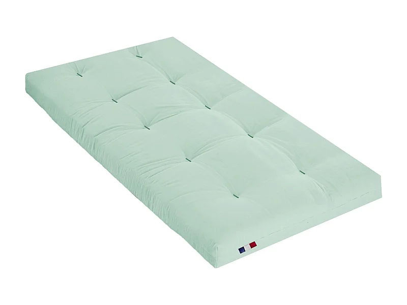 Matelas futon vert céladon en coton 90x190