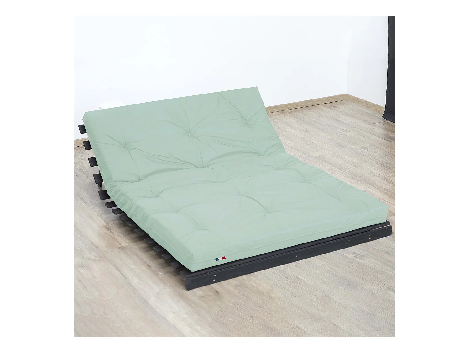 Matelas futon vert céladon en coton 140x200