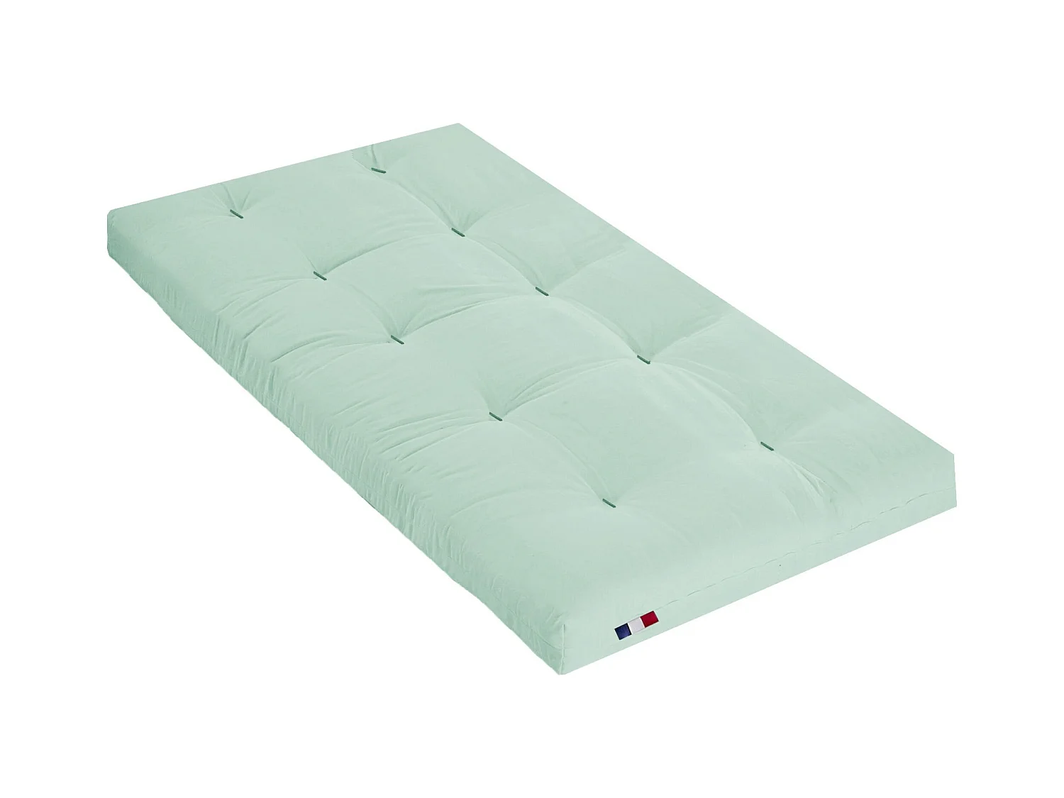 Matelas futon vert céladon coeur en latex 90x190