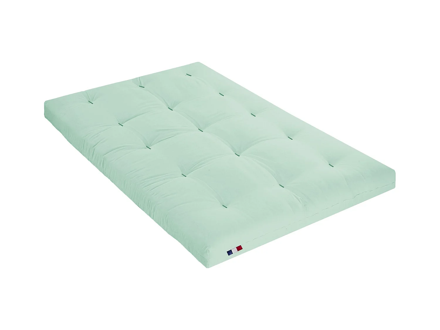 Matelas futon vert céladon coeur en latex 140x200
