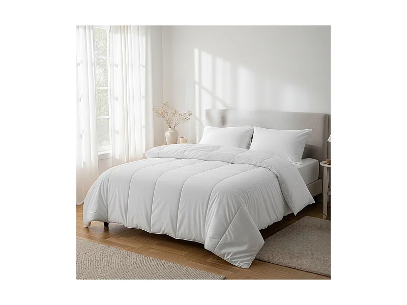 Pack couette tempérée mi-saison et oreiller anti-acariens 240x220 cm