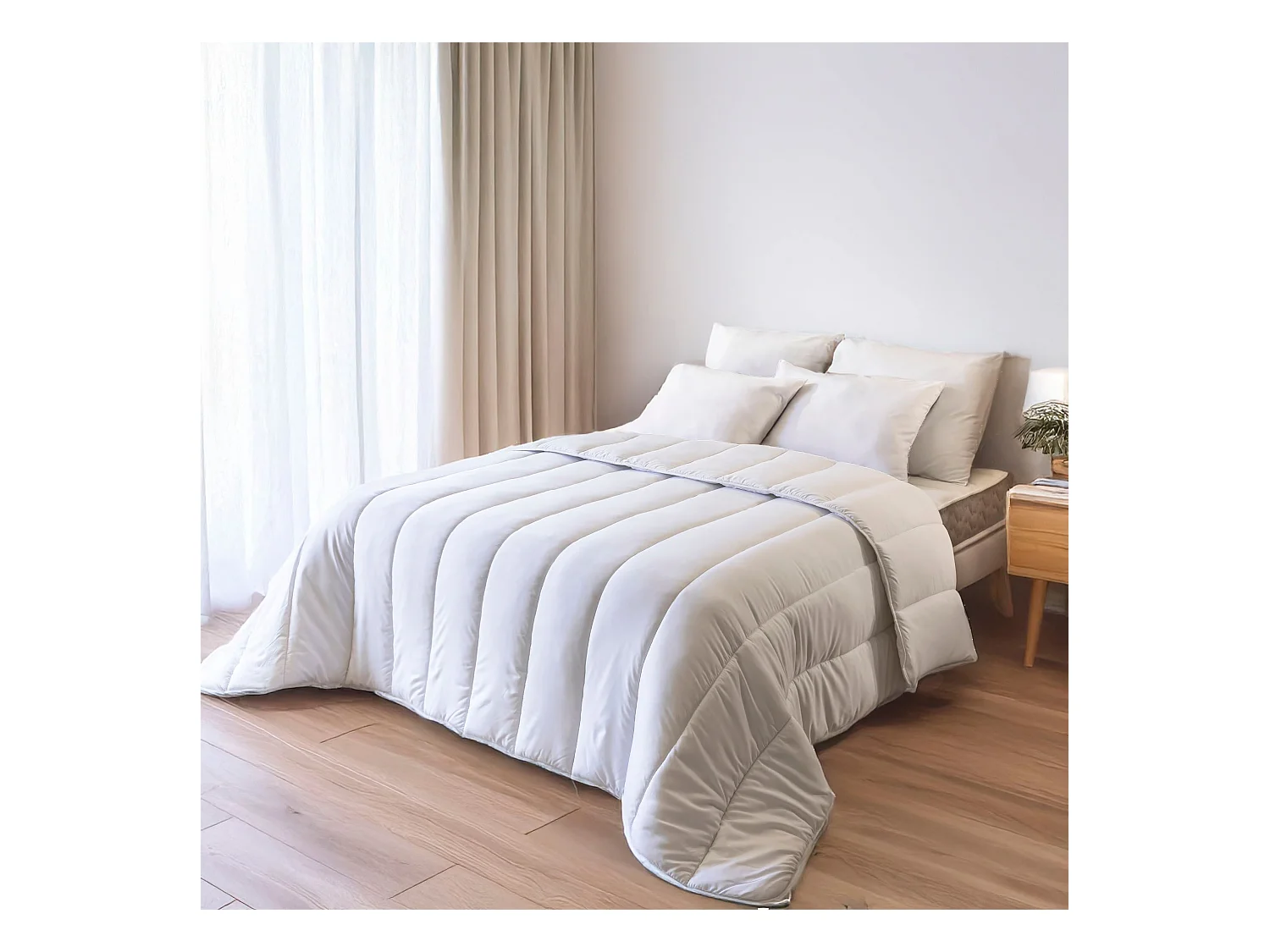 Pack couette chaude hiver et oreiller anti-acariens et anti-bactériens 140x200 cm