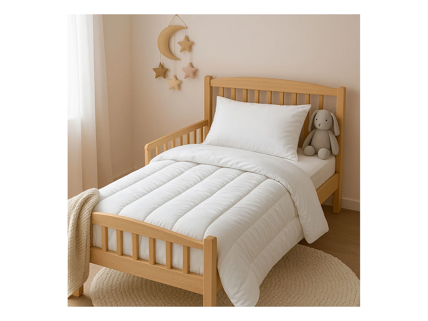 Pack enfant couette tempérée 80x120 et oreiller anti-acariens 40x60 Terre de Nuit