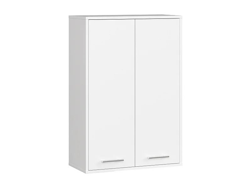 Armoire salle de bains suspendue AKORD FIN Blanche 64 cm 2 portes pleine Blanche 4 étagères 64x30x94 cm