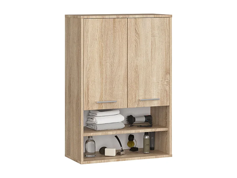 Hangende Badkamerkast FIN H934 W64 met 2 Deuren en 4 Planken / AKORD Furniture Factory / Sonoma Eik / 64 x 94 x 30 cm