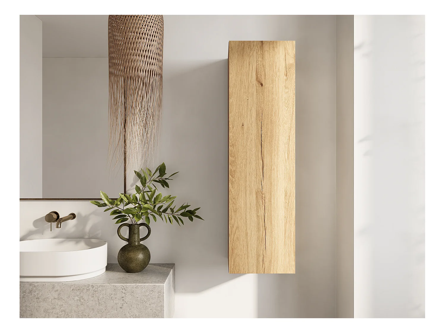 Colonne de salle de bain suspendue KAYA 105/160 cm – Meuble haut moderne avec système Push to Open