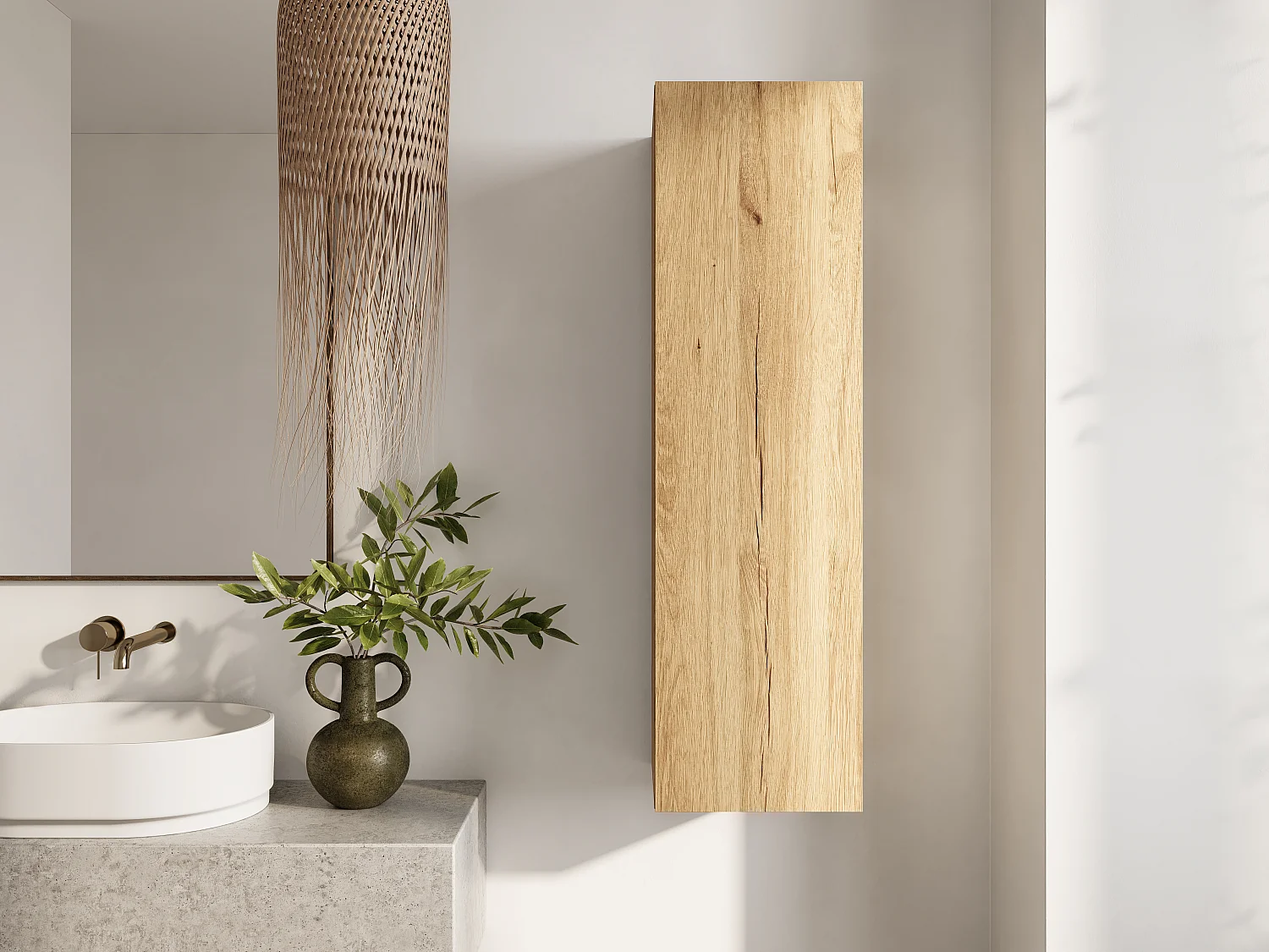 Colonne de salle de bain suspendue KAYA 105/160 cm – Meuble haut moderne avec système Push to Open