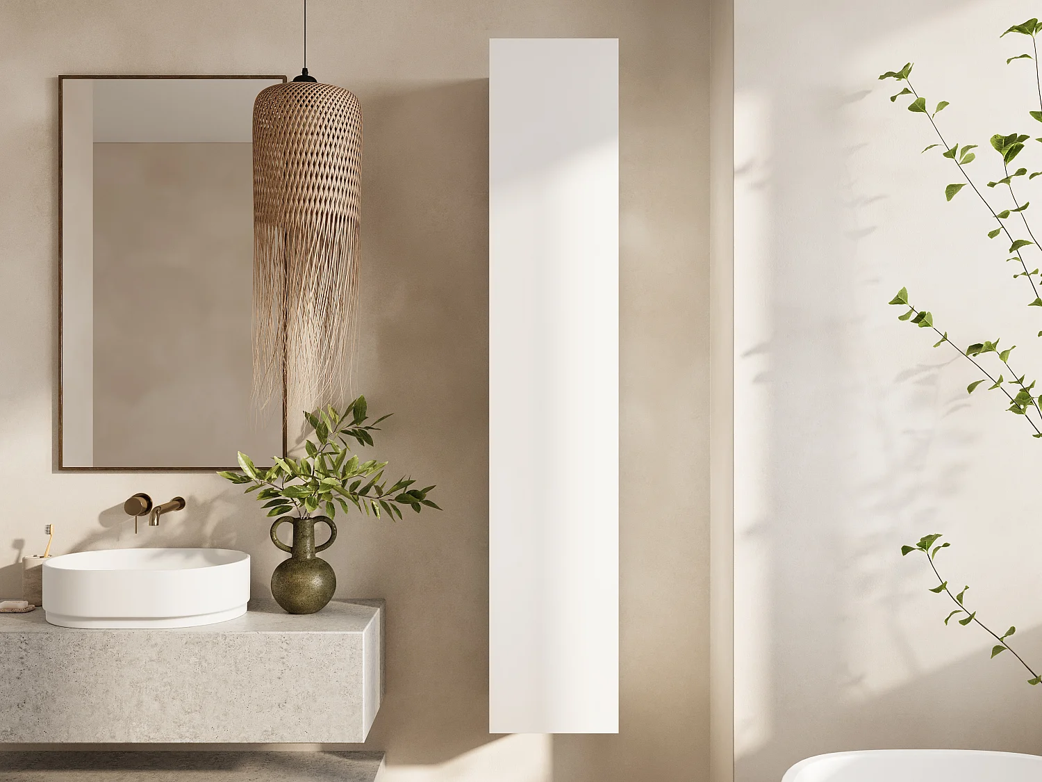 Zwevende badkamerkolom KAYA 105/160 cm – Moderne hoge kast met Push to Open-systeem