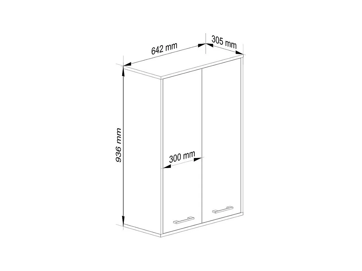 Badezimmer-Hängeschrank FIN Artisan Eiche 64 cm 2 Türen Front Weiß 4 Regalböden B64xH94xT30 cm