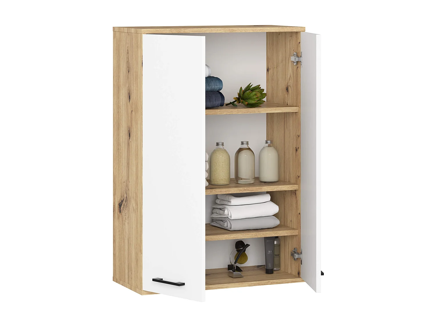 Hangende Badkamerkast FIN H934 W64 met 2 Deuren / AKORD Furniture Factory / Artisan Eik - Wit / 64 x 94 x 30 cm