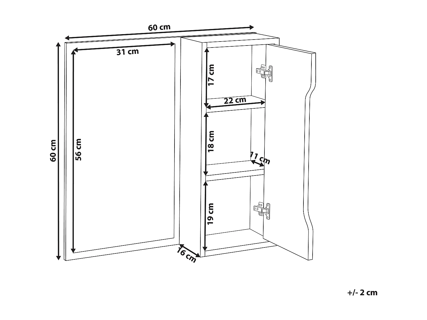Armoire murale PALMAS 60 cm 60 cm Blanc