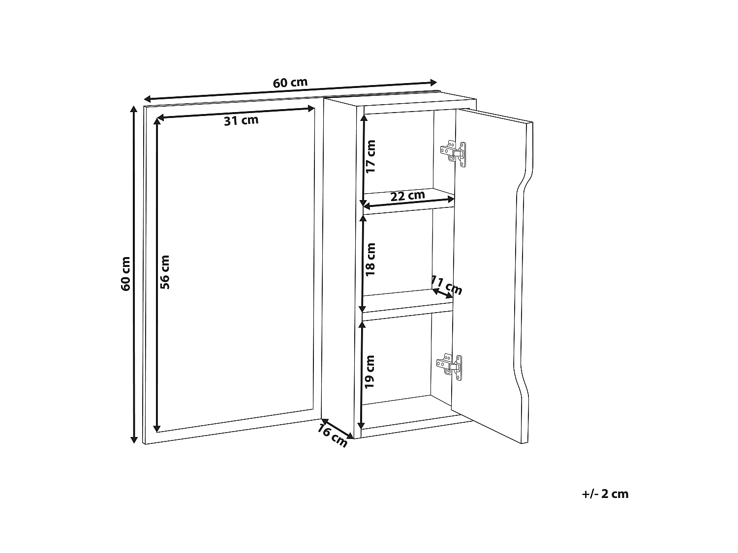 Wall Cabinet PALMAS 60 cm 60 cm White