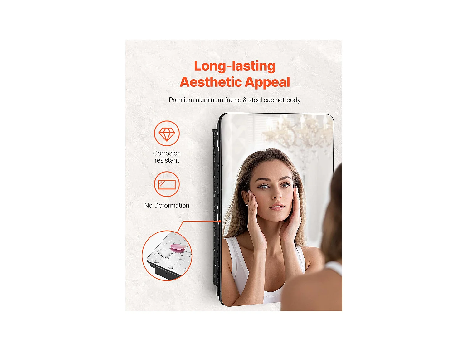 Armoire à Pharmacie, SucceBuy Armoire à Pharmacie, 42 x 70 cm, pour Salle de Bain, avec Miroir et Étages Réglables