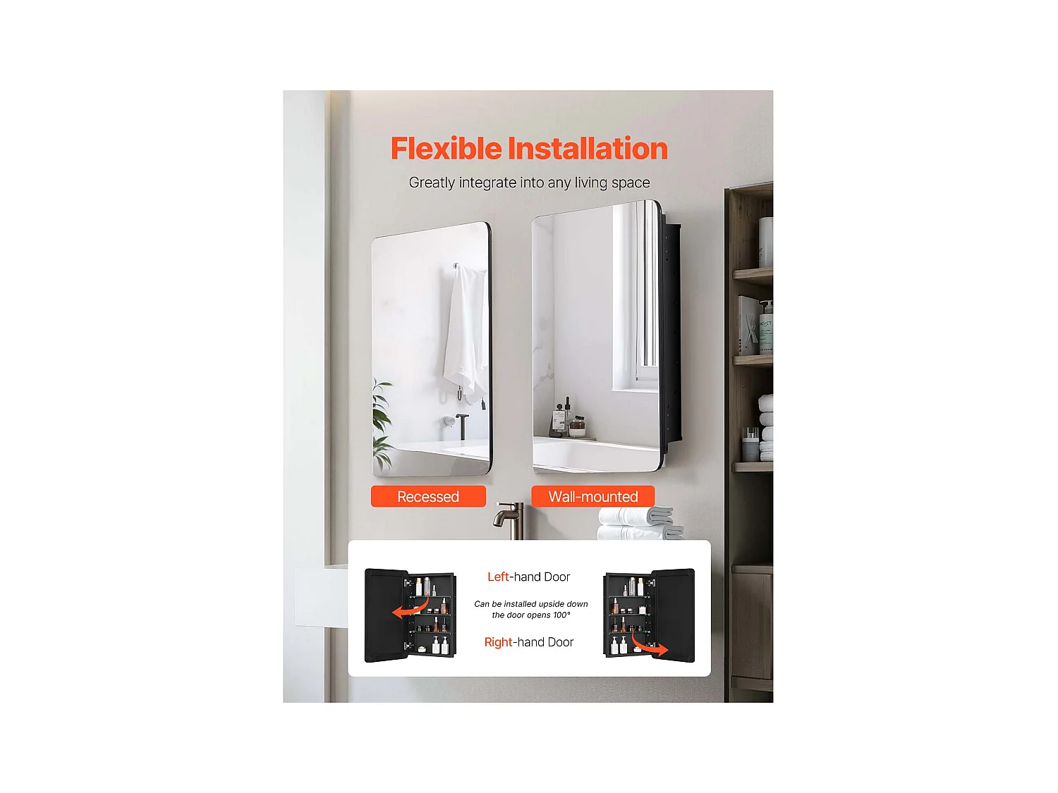 Armoire à Pharmacie, SucceBuy Armoire à Pharmacie, 42 x 70 cm, pour Salle de Bain, avec Miroir et Étages Réglables