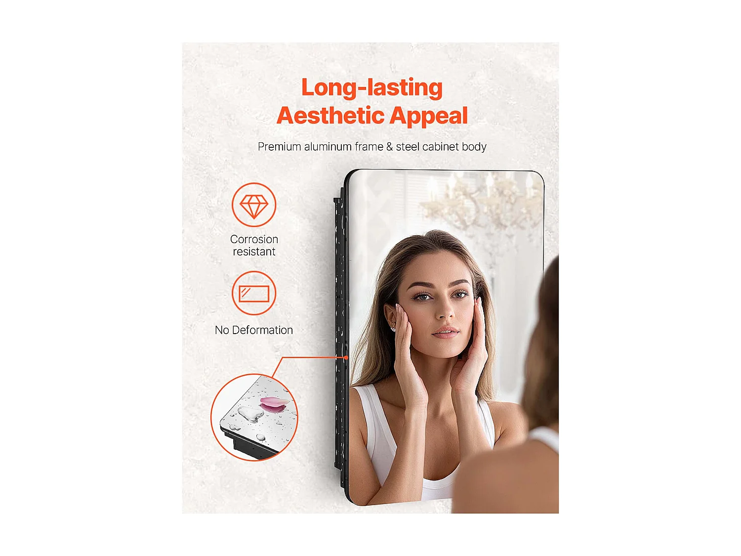 Armoire à Pharmacie, SucceBuy Armoire à Pharmacie, 42 x 70 cm, pour Salle de Bain, avec Miroir et Étages Réglables