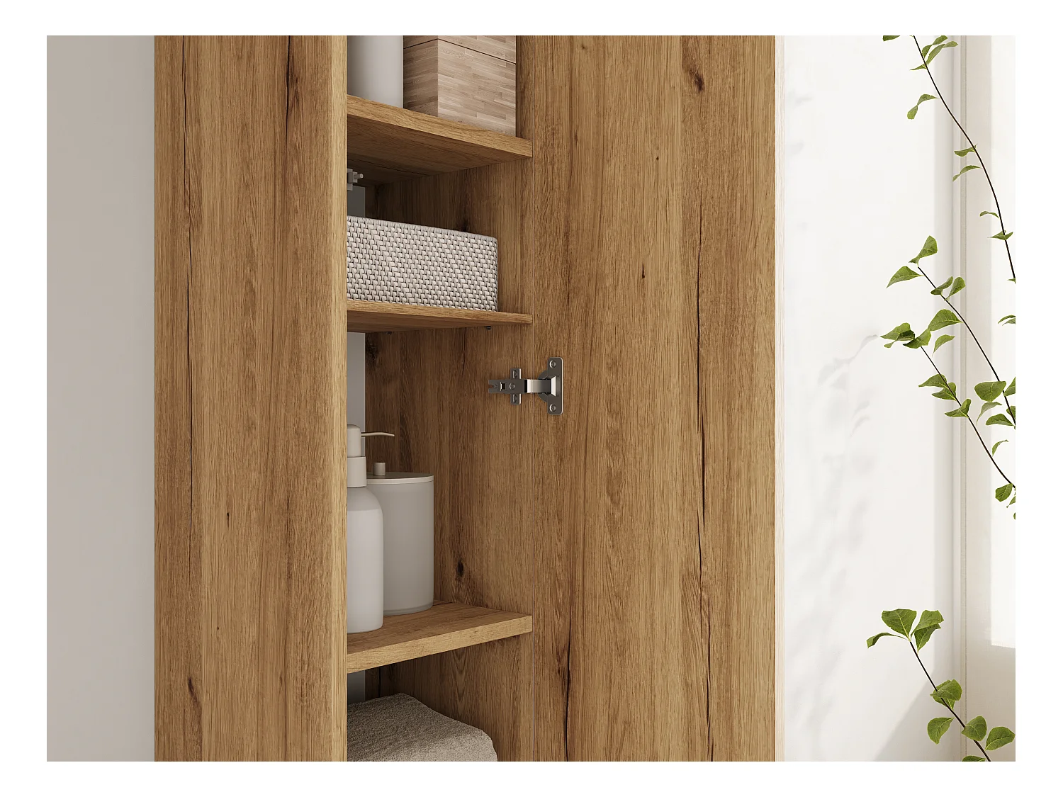 Colonne de salle de bain suspendue KAYA 105/160 cm – Meuble haut moderne avec système Push to Open