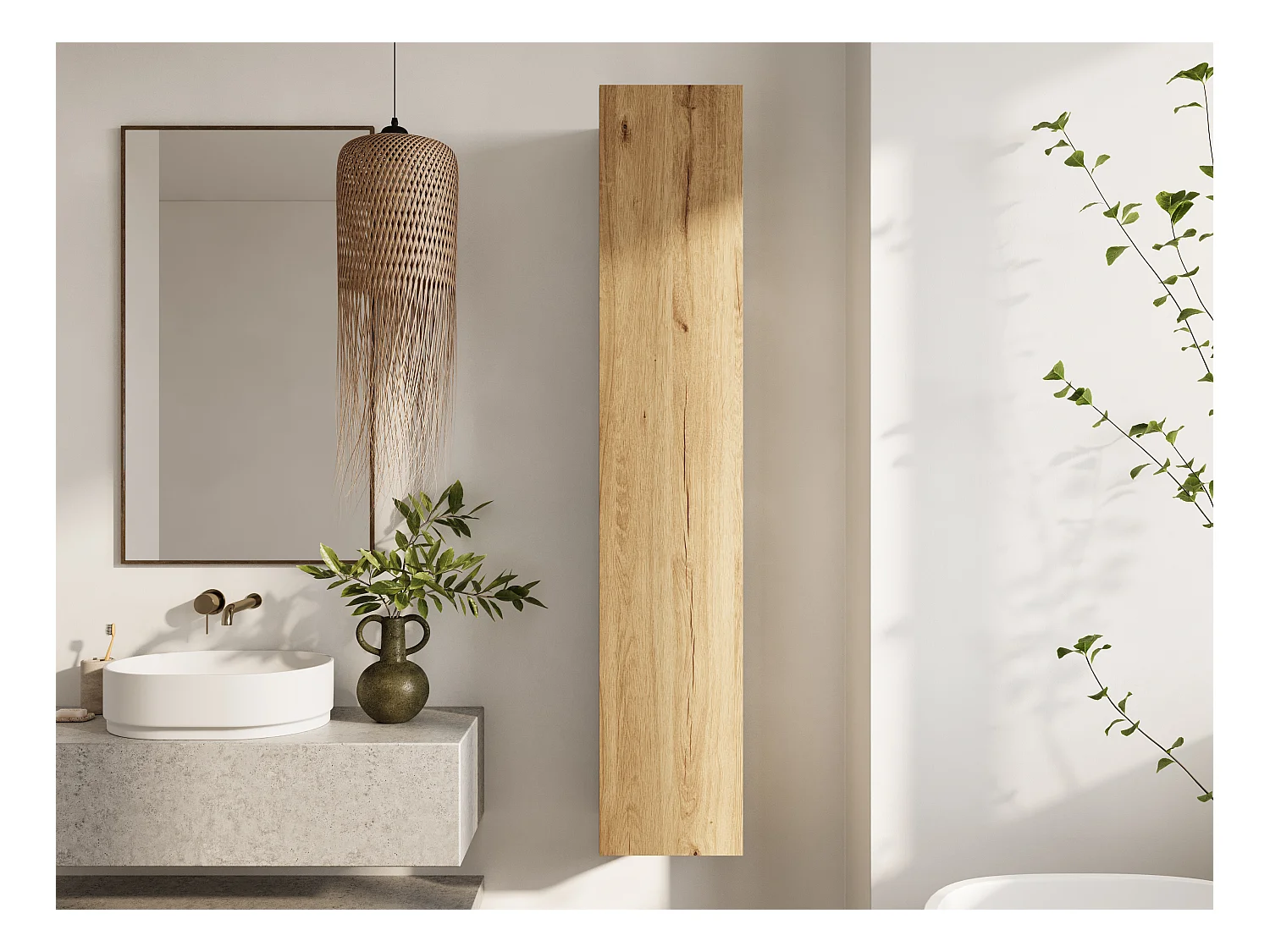 Colonne de salle de bain suspendue KAYA 105/160 cm – Meuble haut moderne avec système Push to Open