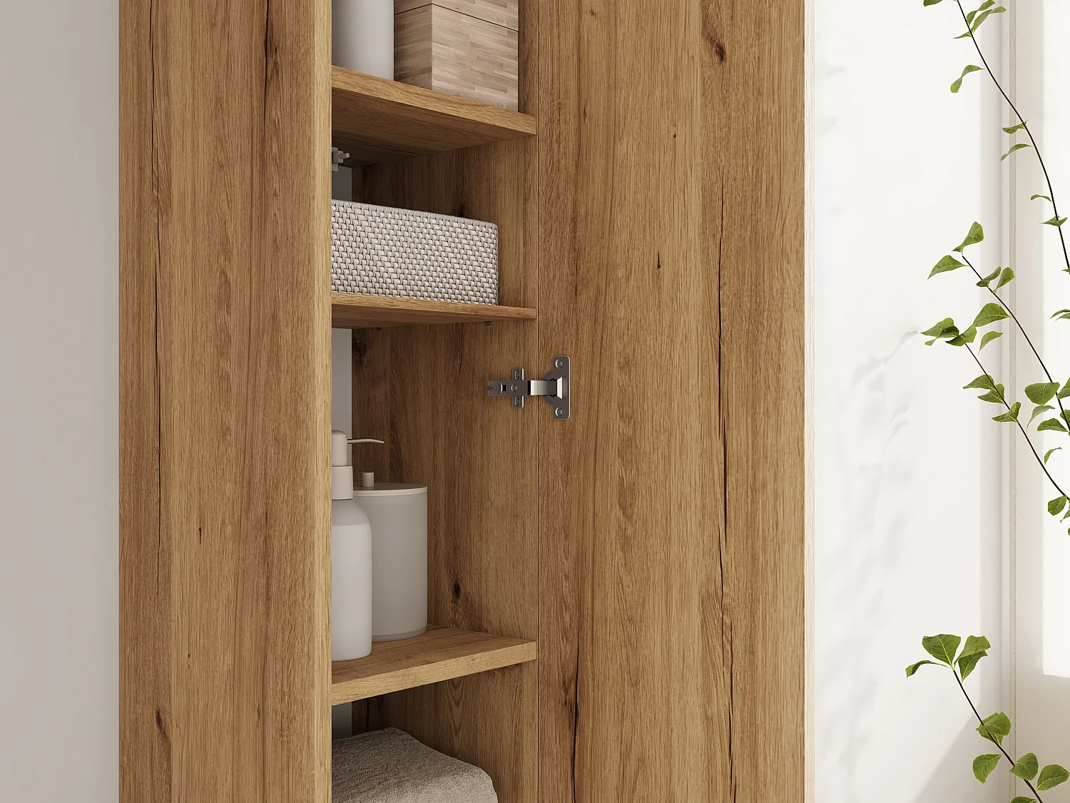 Colonne de salle de bain suspendue KAYA 105/160 cm – Meuble haut moderne avec système Push to Open